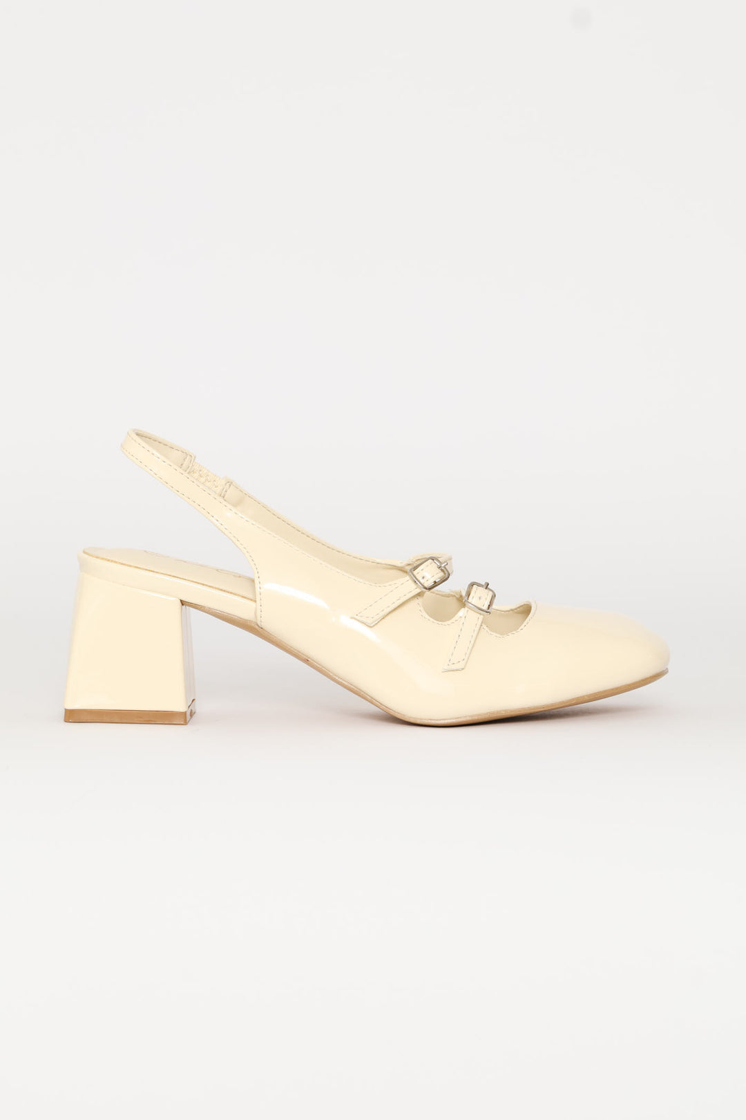 Double Strap Mary Jane Slingback Heel - Off White