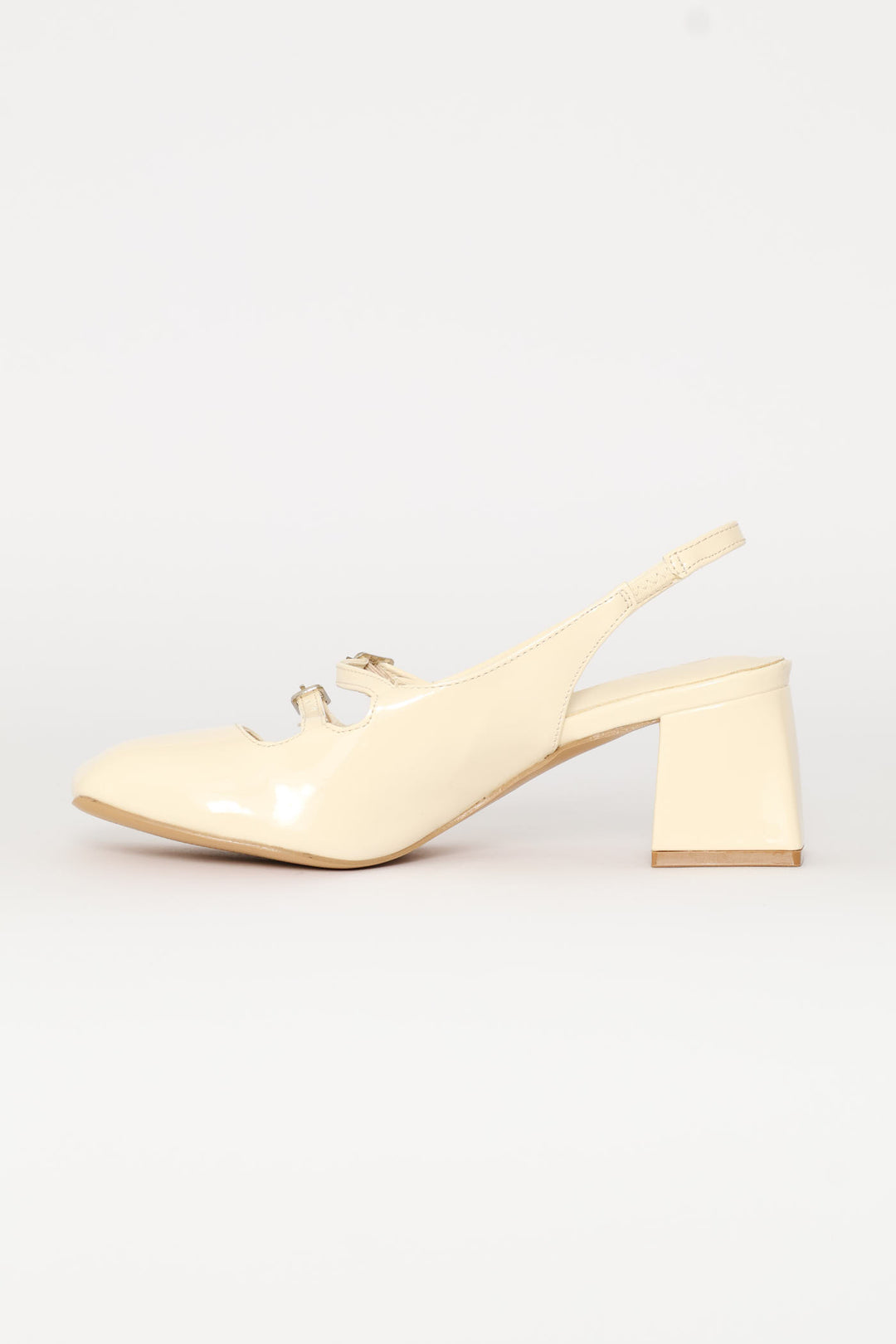 Double Strap Mary Jane Slingback Heel - Off White