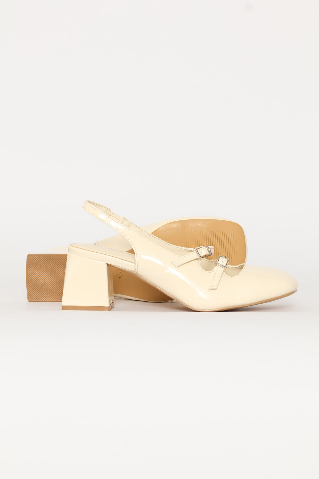 Double Strap Mary Jane Slingback Heel - Off White