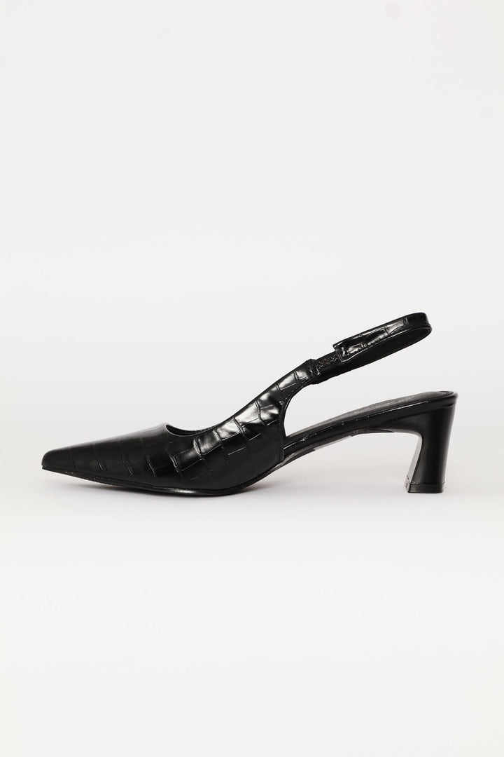 Croc Slingback Heel - Black