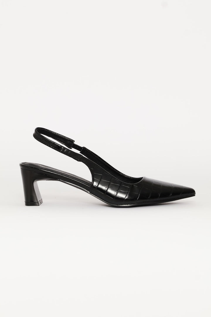 Croc Slingback Heel - Black