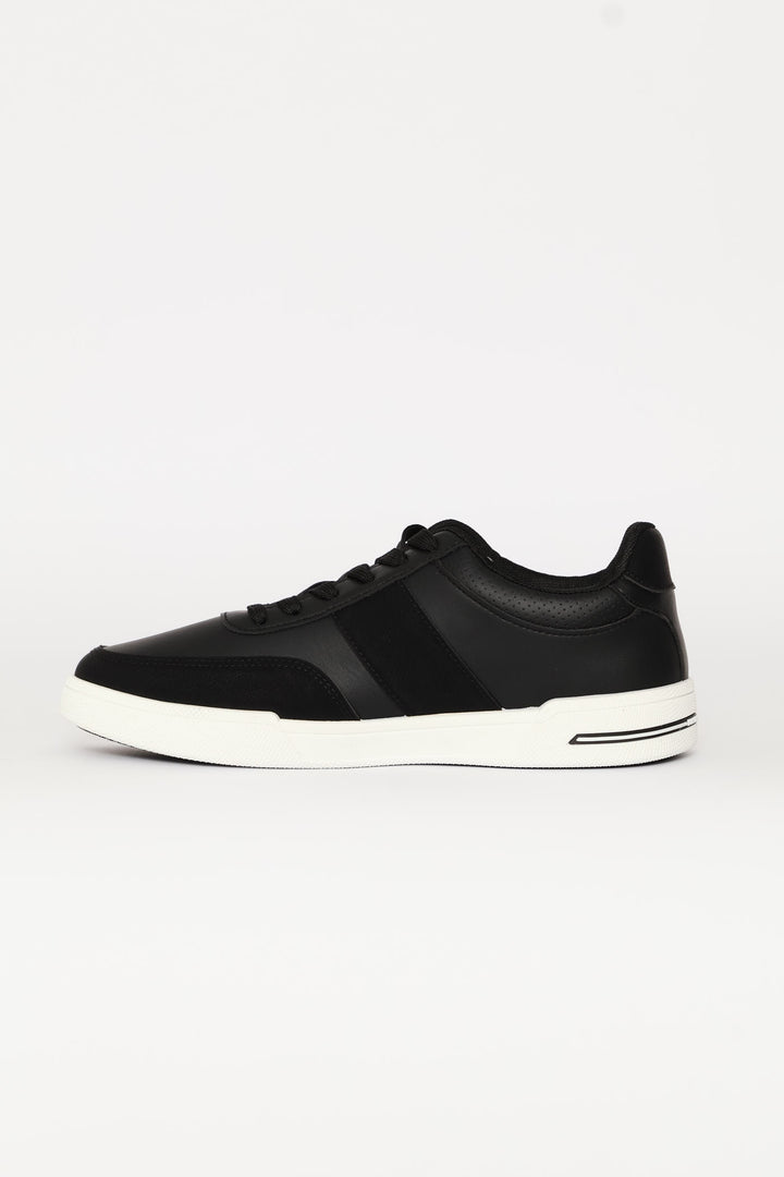Stripe Detail Court Sneaker - Black