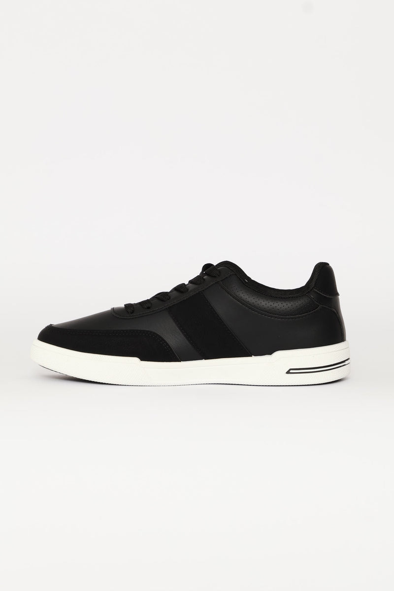 Stripe Detail Court Sneaker - Black