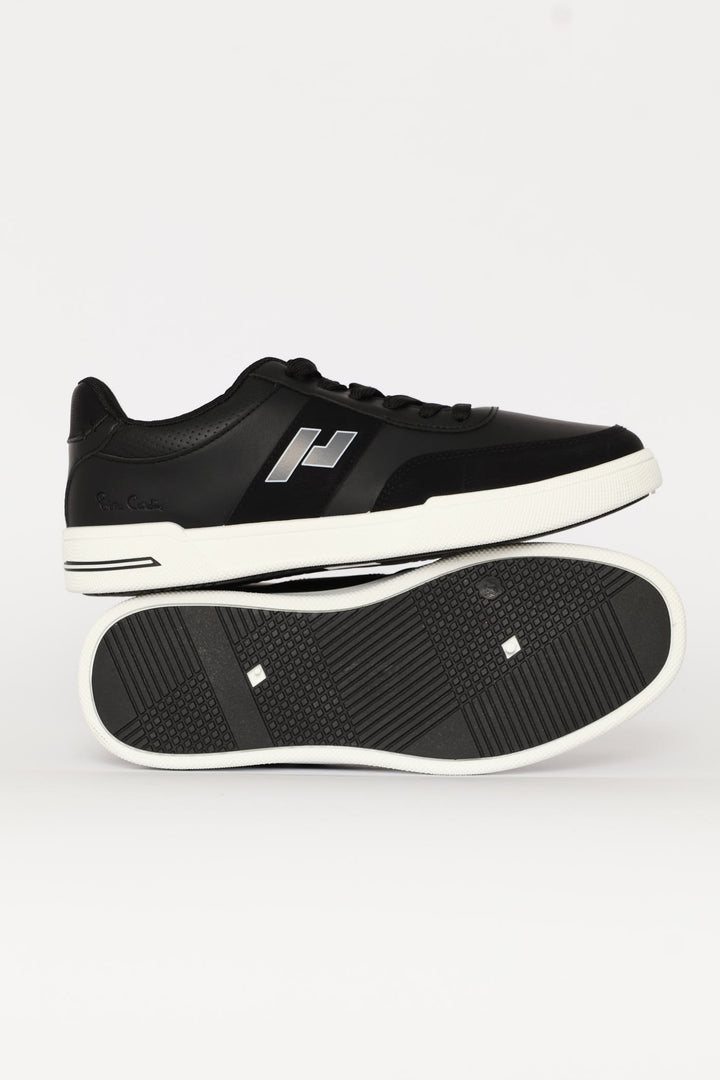 Stripe Detail Court Sneaker - Black
