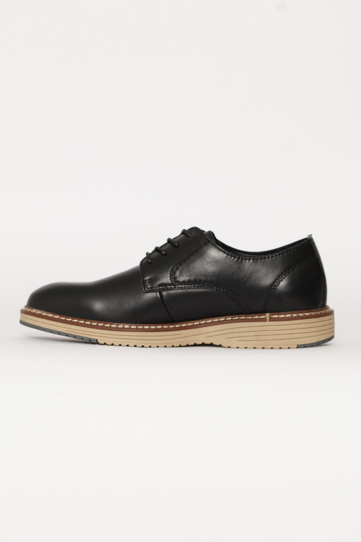Leather Smart Casual Derby Shoe - Black