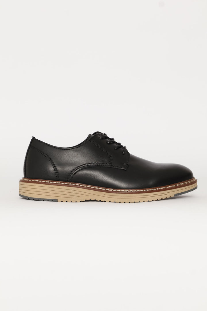 Leather Smart Casual Derby Shoe - Black
