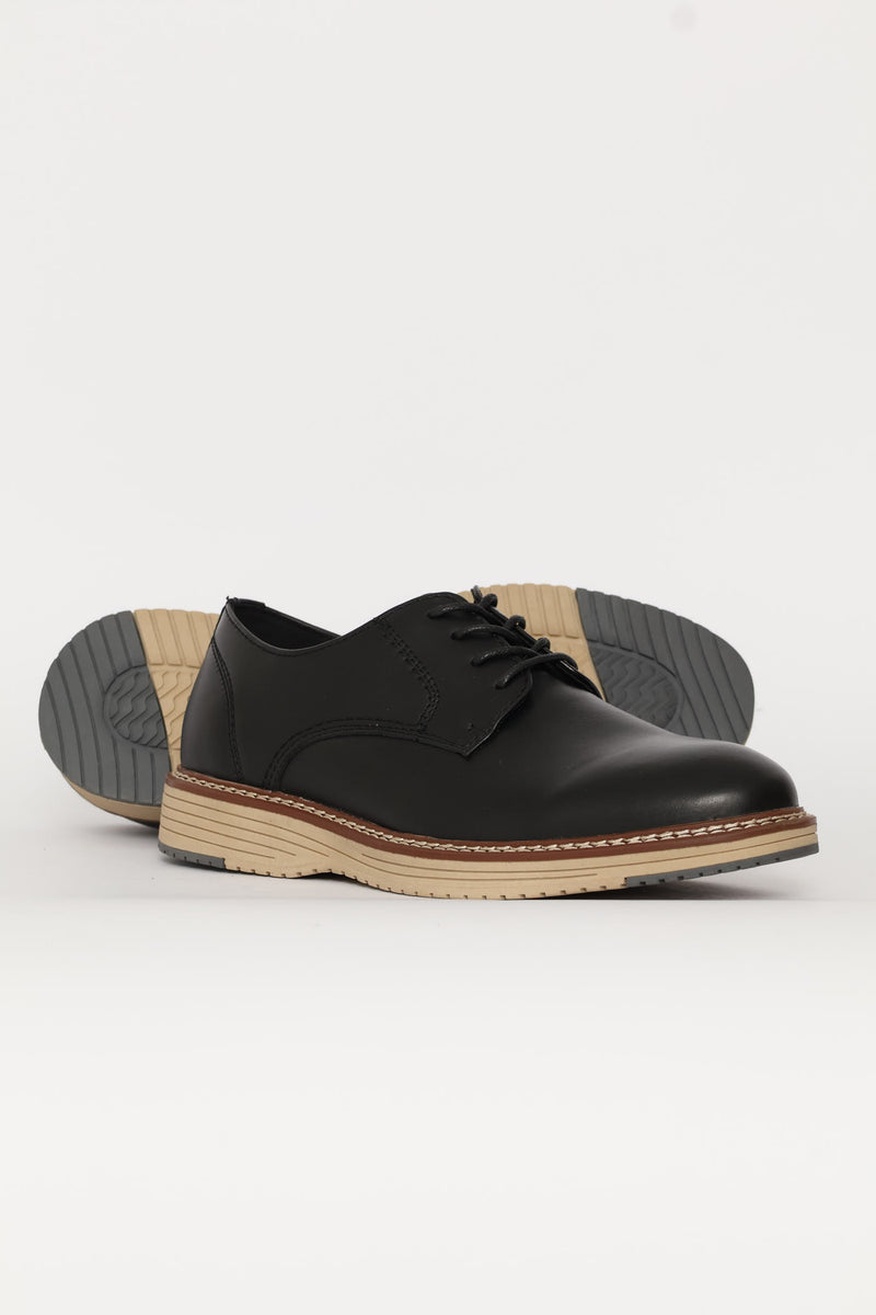 Leather Smart Casual Derby Shoe - Black