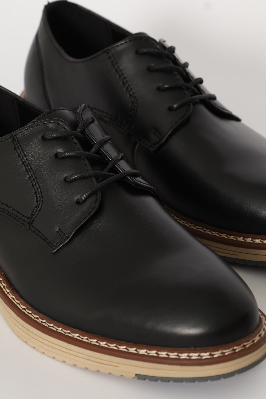 Leather Smart Casual Derby Shoe - Black
