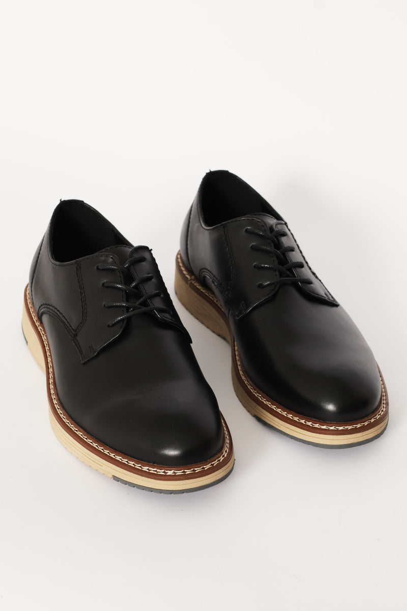 Leather Smart Casual Derby Shoe - Black