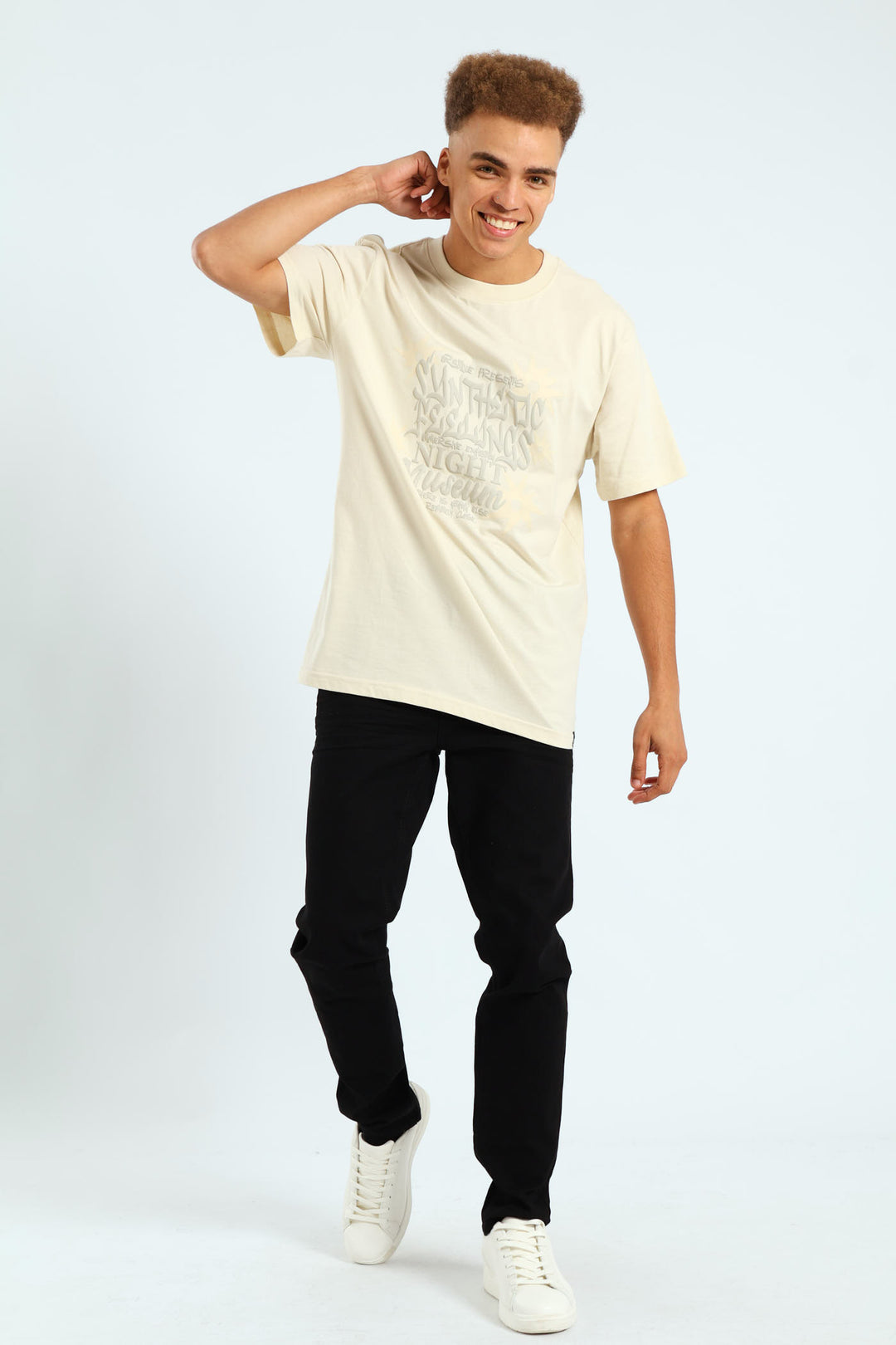 Tonal Print Tee - Light Stone