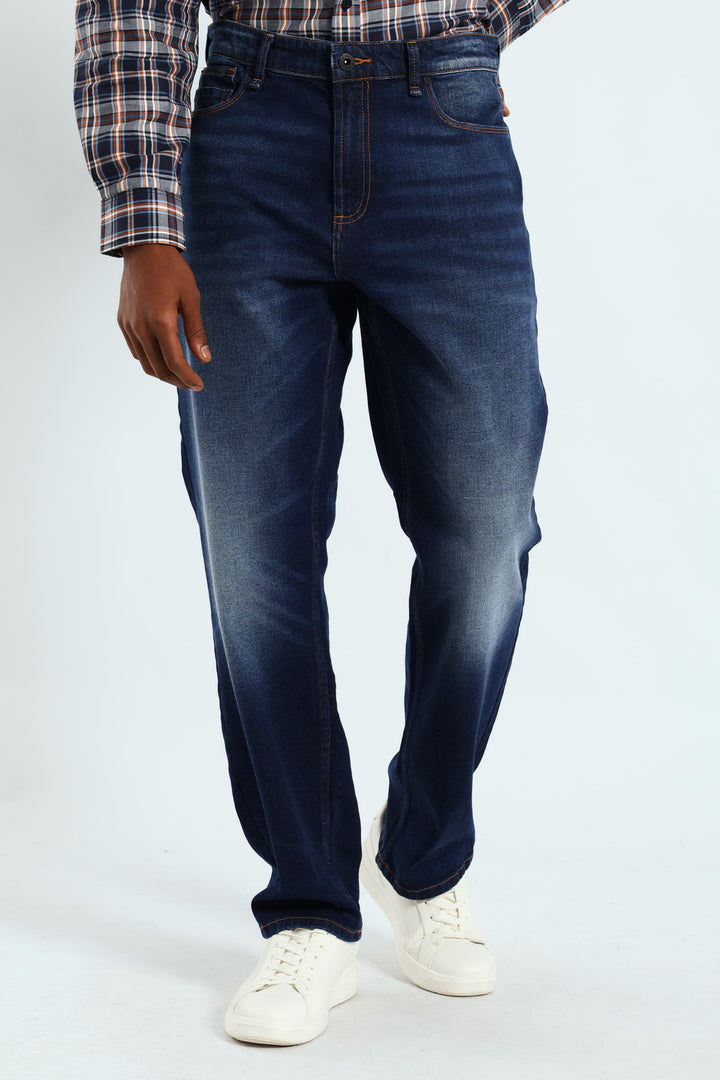 Worn In Straight Denim - Dark Wash