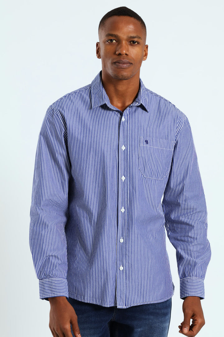 Long Sleeve Stripe Shirt - Blue/White