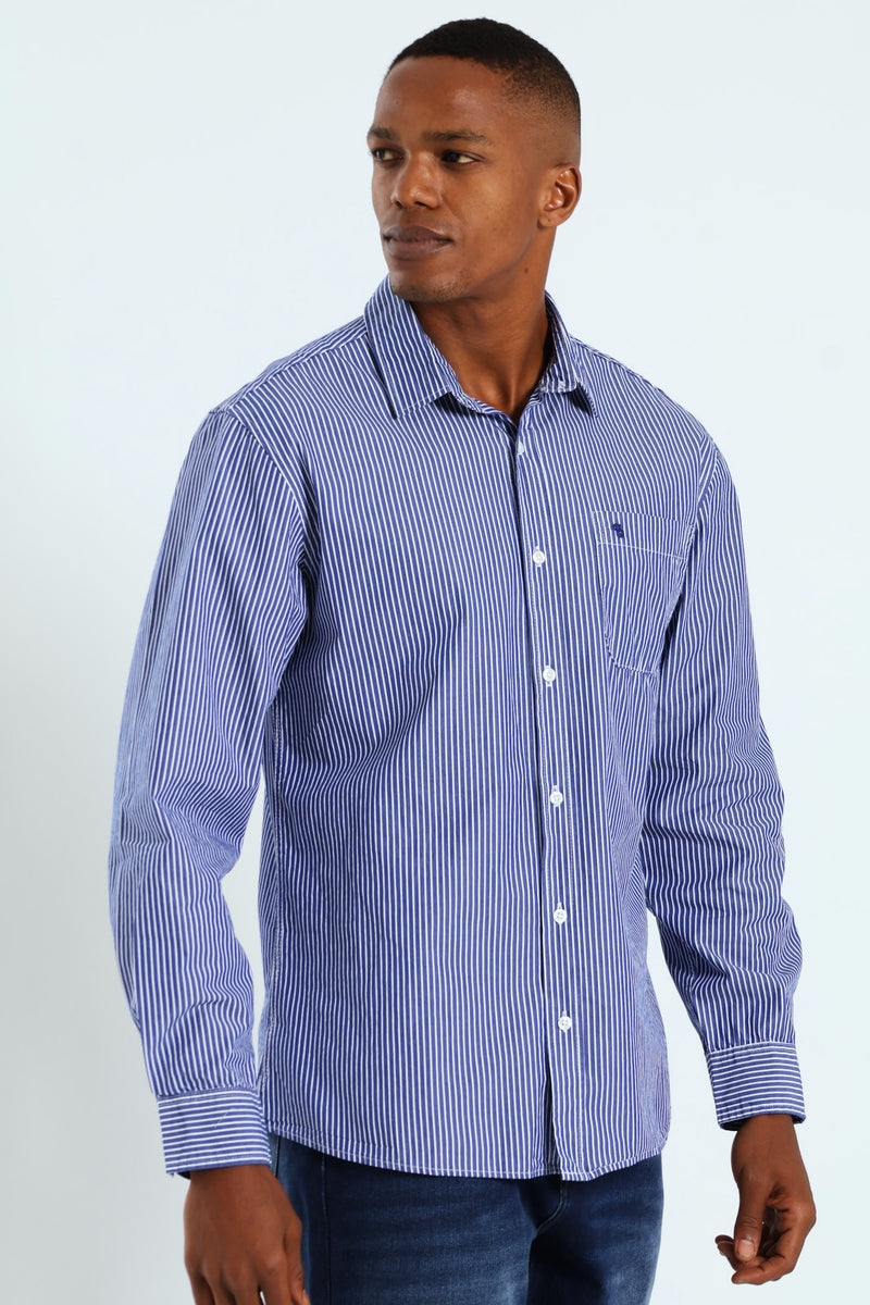 Long Sleeve Stripe Shirt - Blue/White
