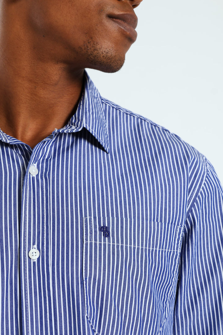 Long Sleeve Stripe Shirt - Blue/White