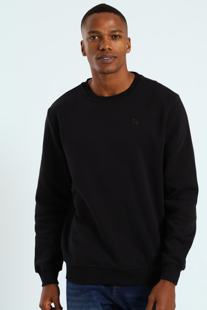Crew Fleece Sweat Top - Black