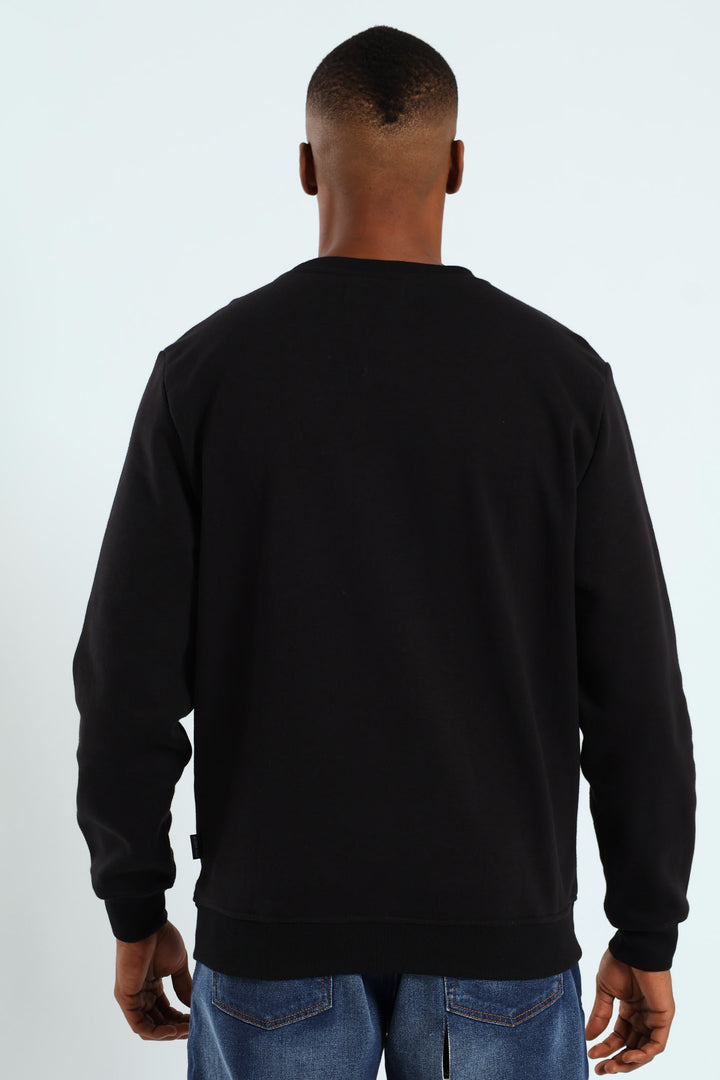 Crew Fleece Sweat Top - Black