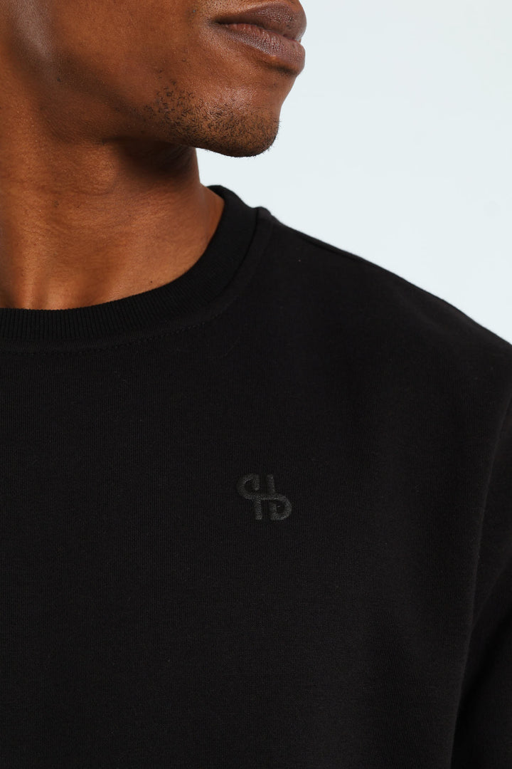Crew Fleece Sweat Top - Black