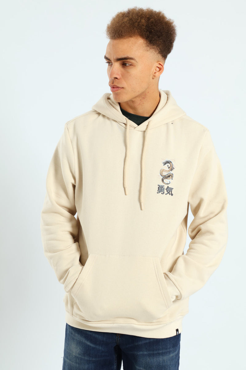 Dragon Front & Back Hoodie Top - Light Stone