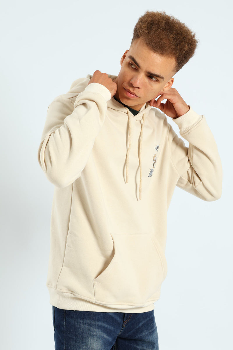 Dragon Front & Back Hoodie Top - Light Stone