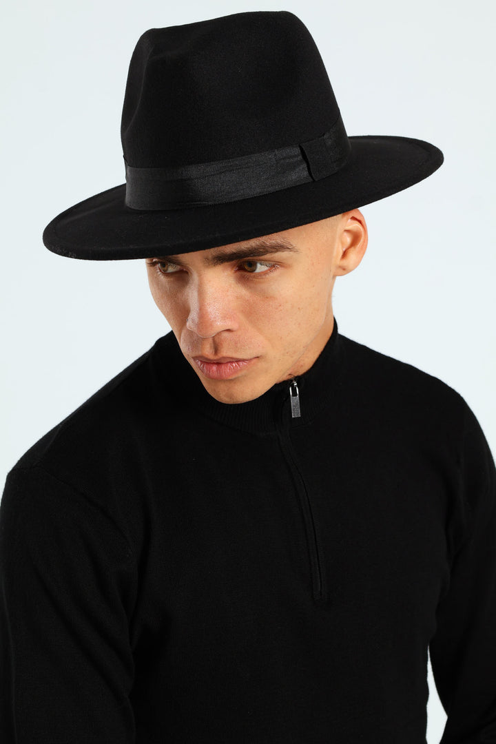 Felt Fedora Hat - Black