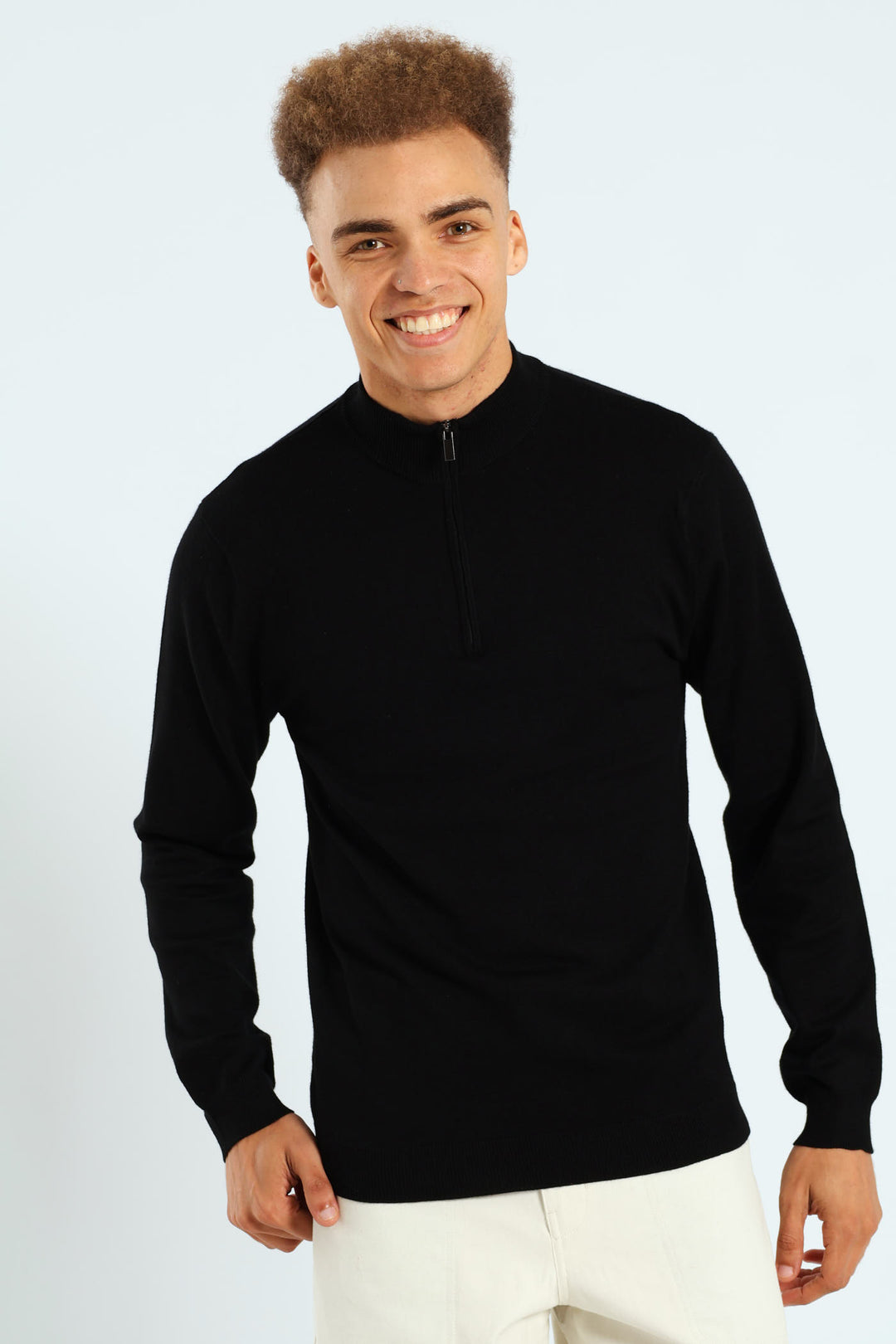 Quater Zip Knitwear - Black