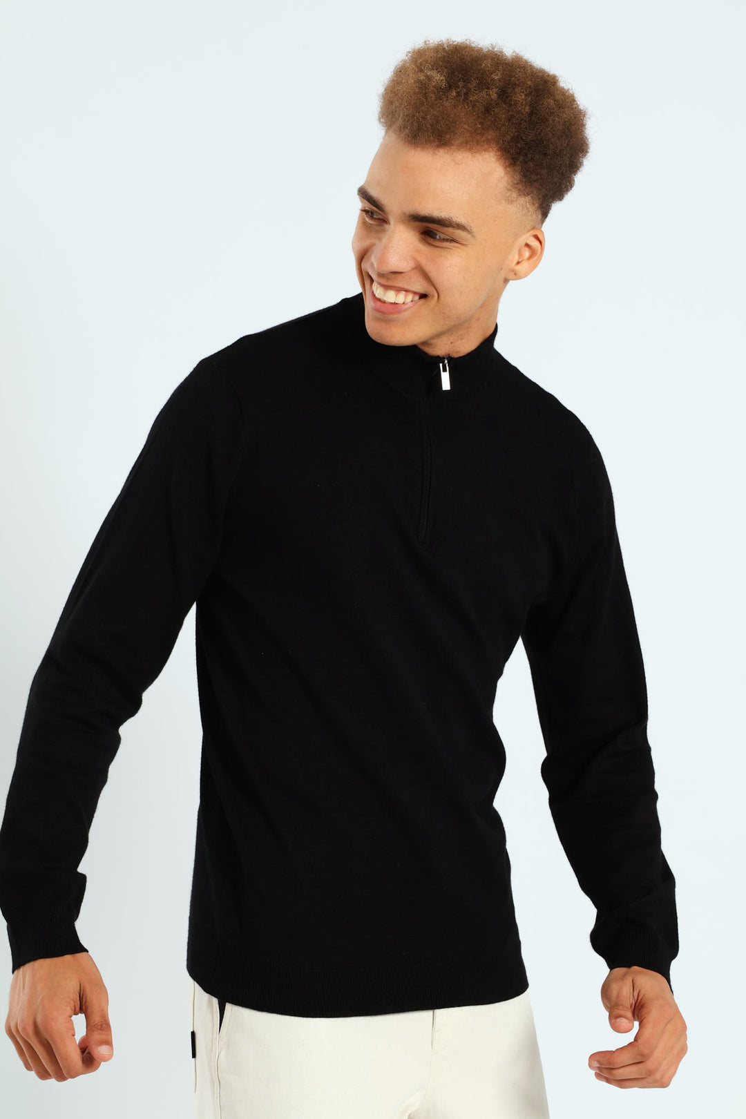 Quater Zip Knitwear - Black