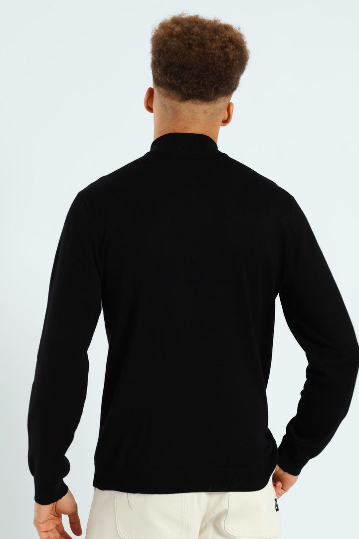 Quater Zip Knitwear - Black