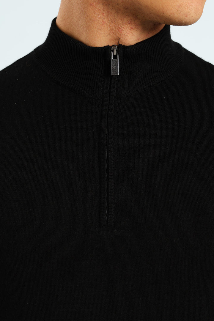 Quater Zip Knitwear - Black