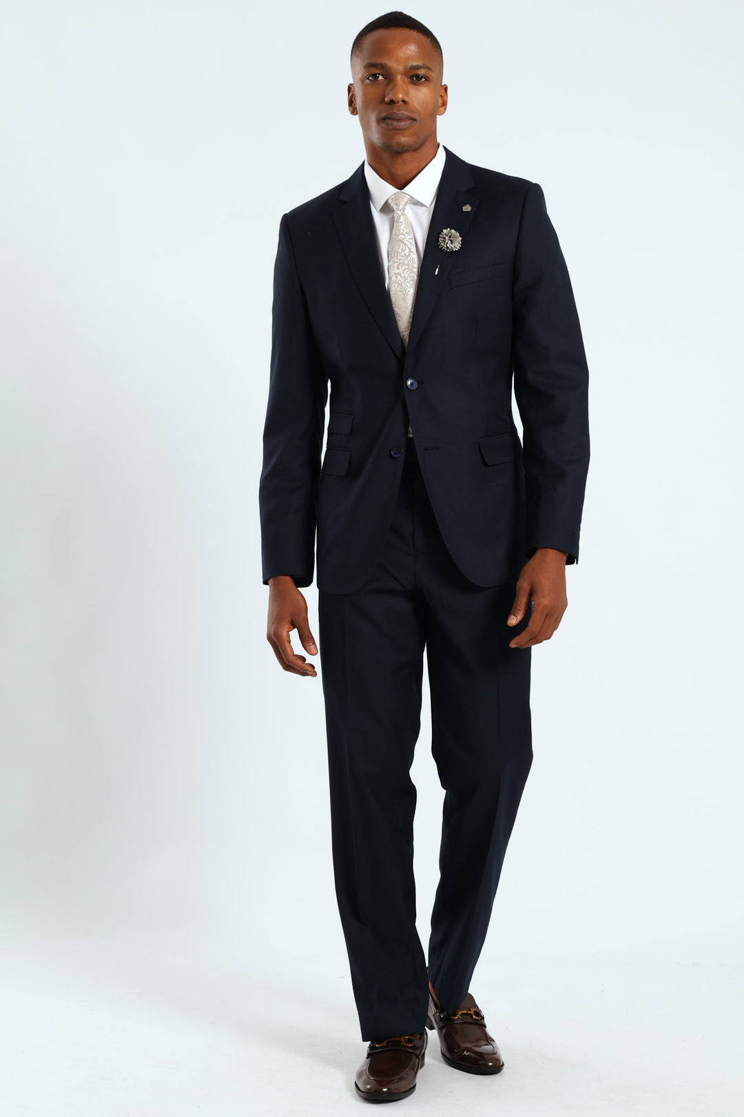 Regular Fit Viscose Blend Suit Trouser - Navy