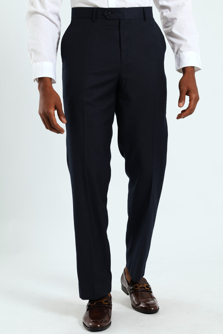 Regular Fit Viscose Blend Suit Trouser - Navy