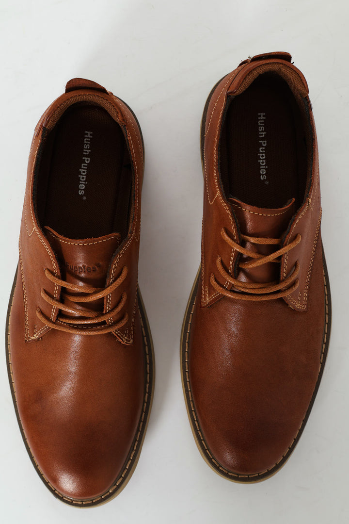 Lace Up Smart Casual Derby Shoe - Tan