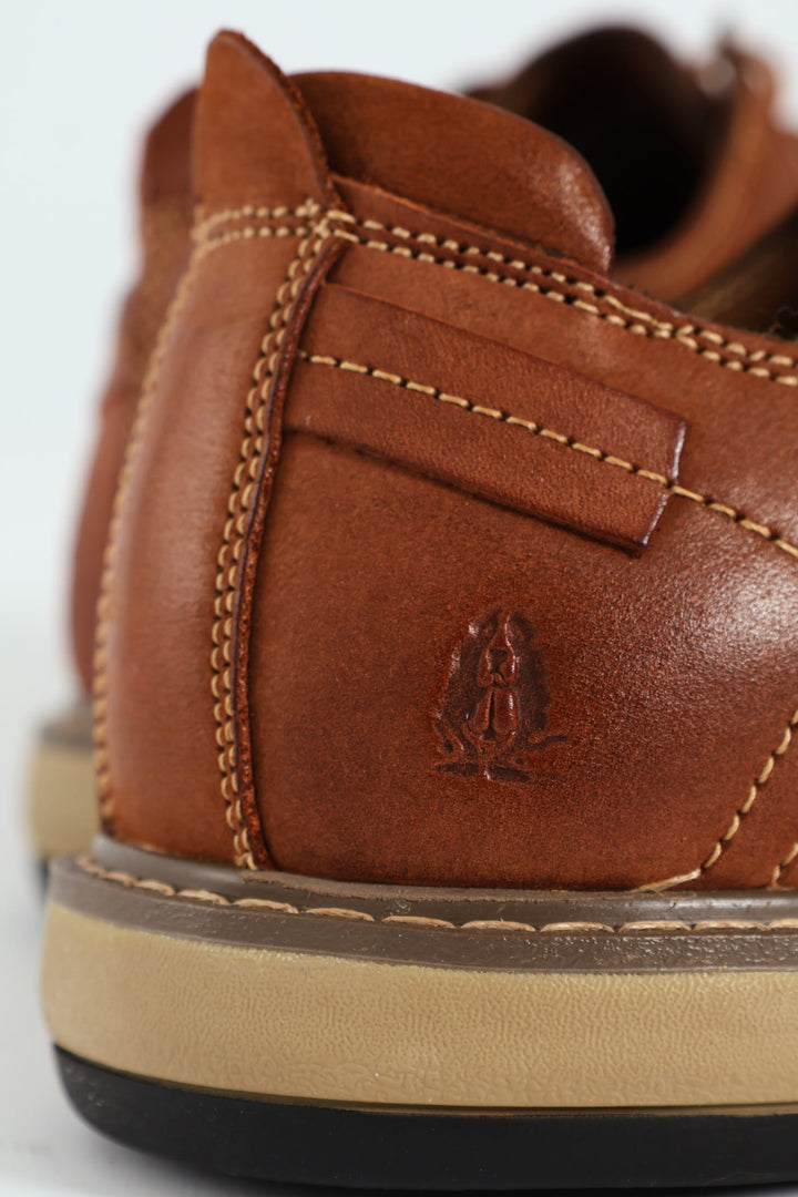 Lace Up Smart Casual Derby Shoe - Tan