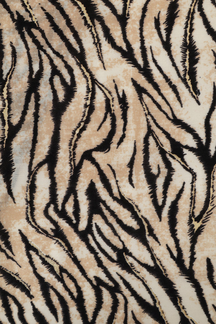 Gold Foil Zebra Viscose Sacrf - Beige