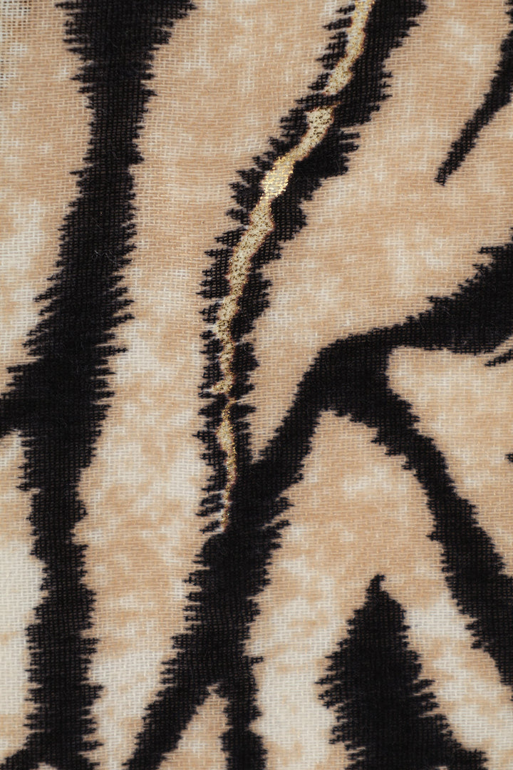 Gold Foil Zebra Viscose Sacrf - Beige