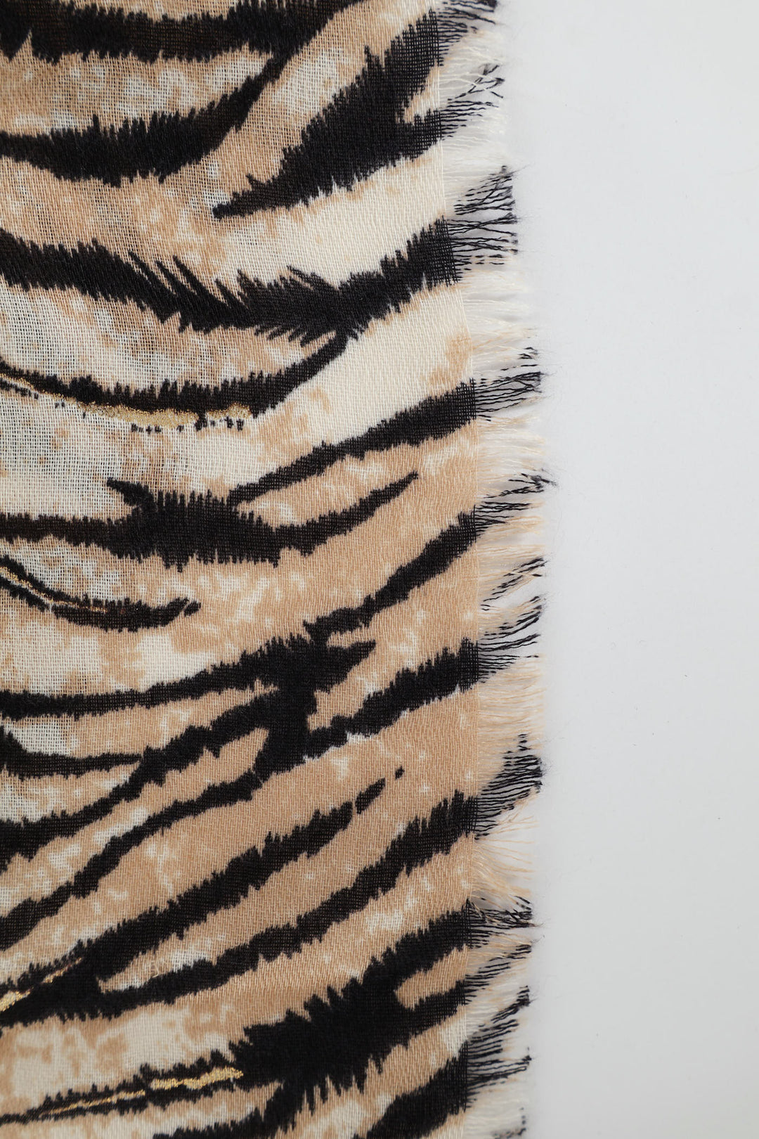 Gold Foil Zebra Viscose Sacrf - Beige