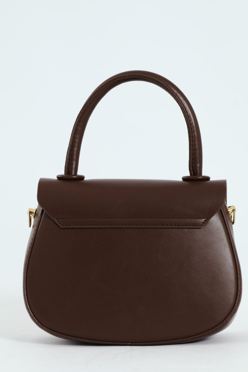 Florence Flap Bag With Top Handle - Brown