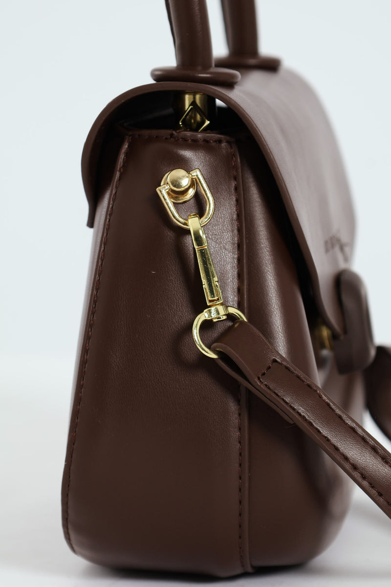 Florence Flap Bag With Top Handle - Brown