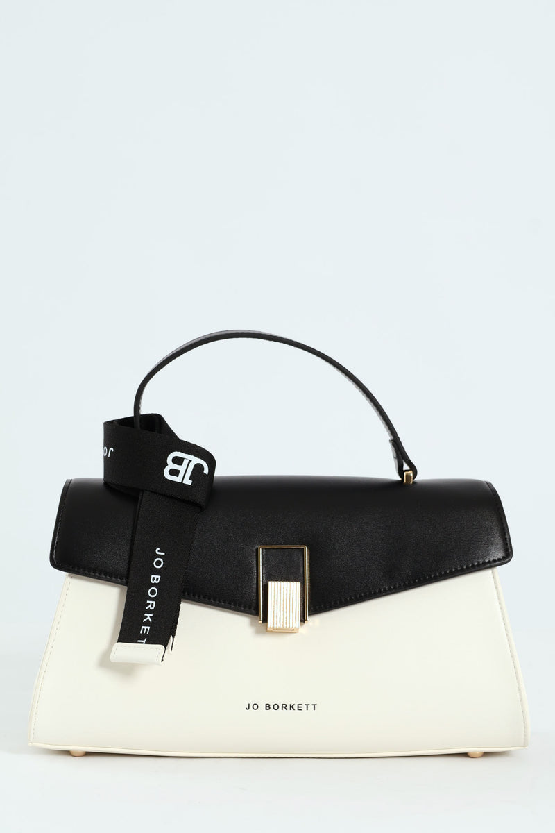 Addison Flapover Sling Bag - Black/White