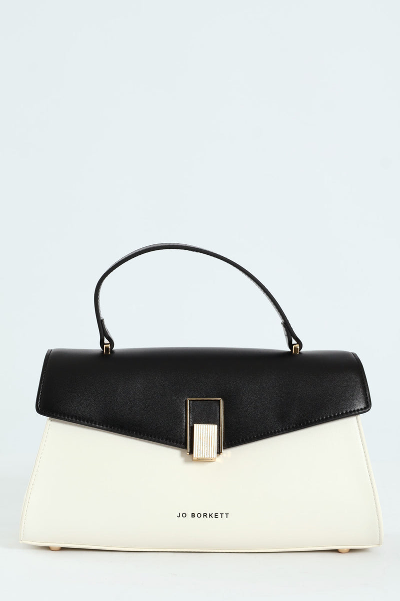 Addison Flapover Sling Bag - Black/White