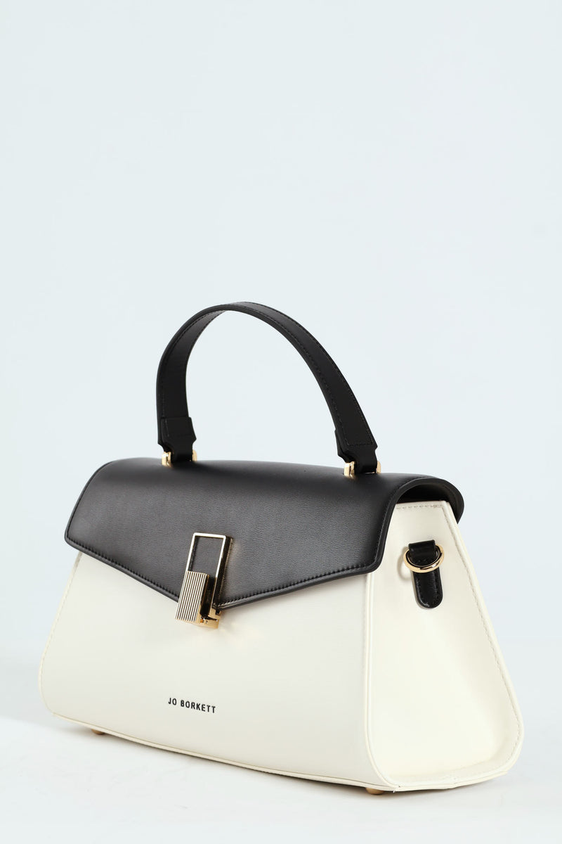 Addison Flapover Sling Bag - Black/White