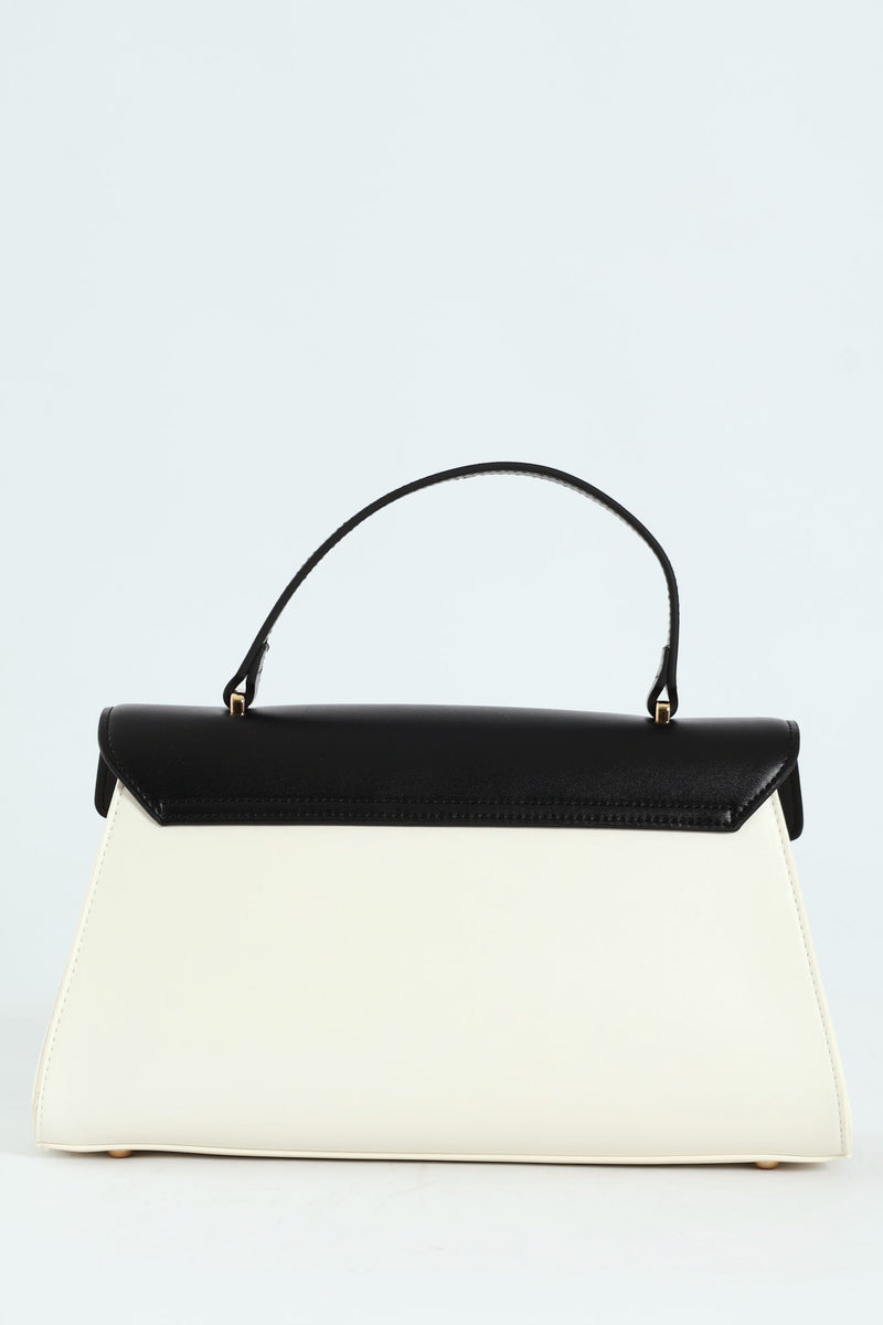Addison Flapover Sling Bag - Black/White