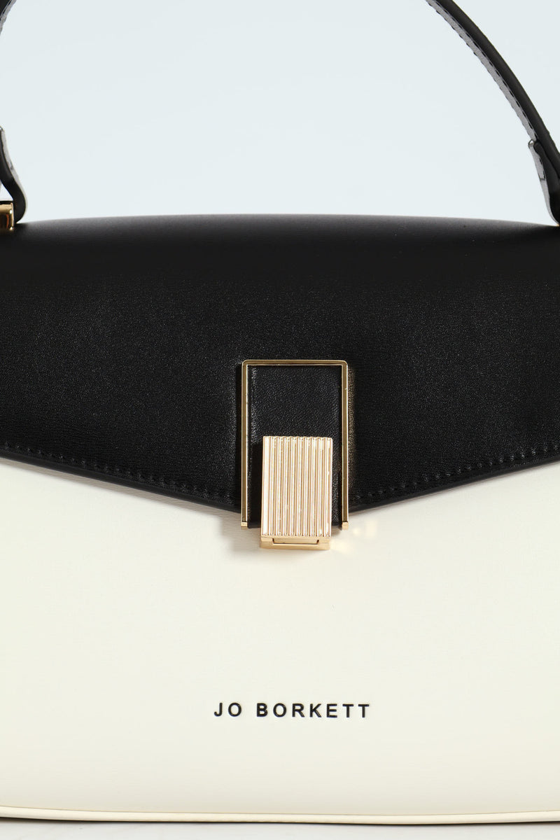 Addison Flapover Sling Bag - Black/White