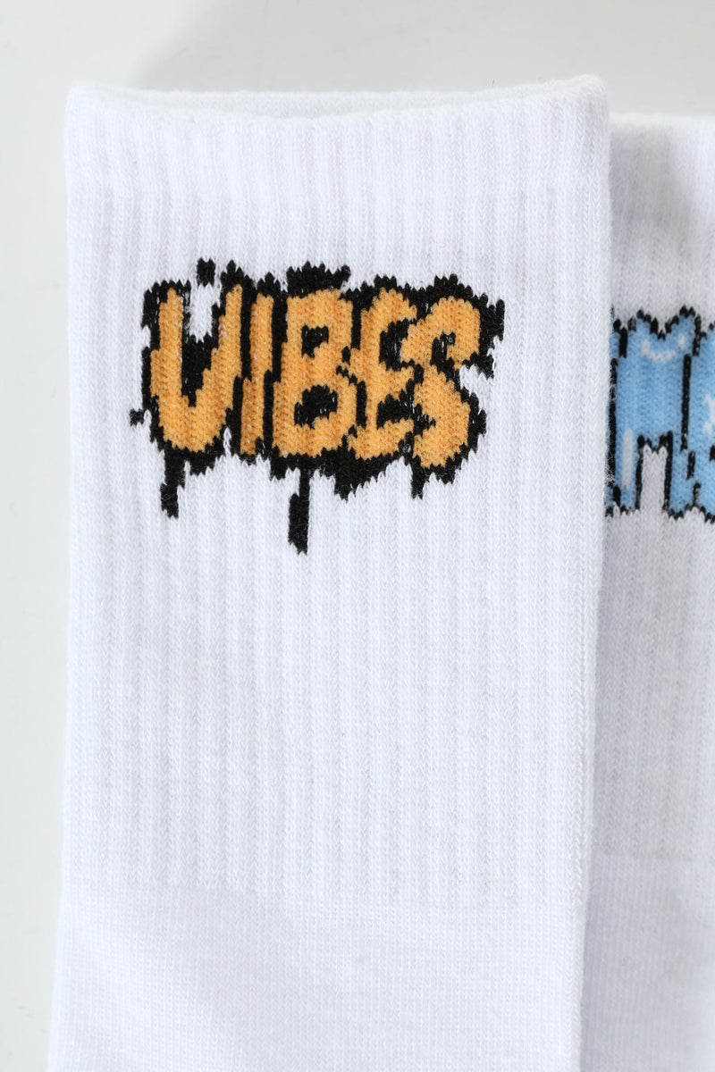 Boys 2 Pack Graffiti Anklet Socks - White