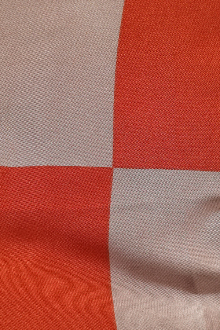 Colour Block Satin Feel Scarf - Orange