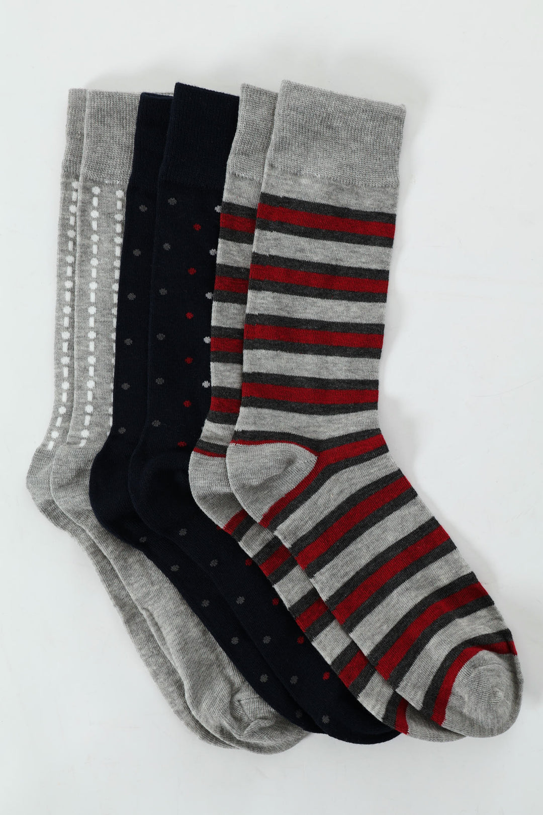 3 Pack Stripe & Dots Anklet - Grey/Navy