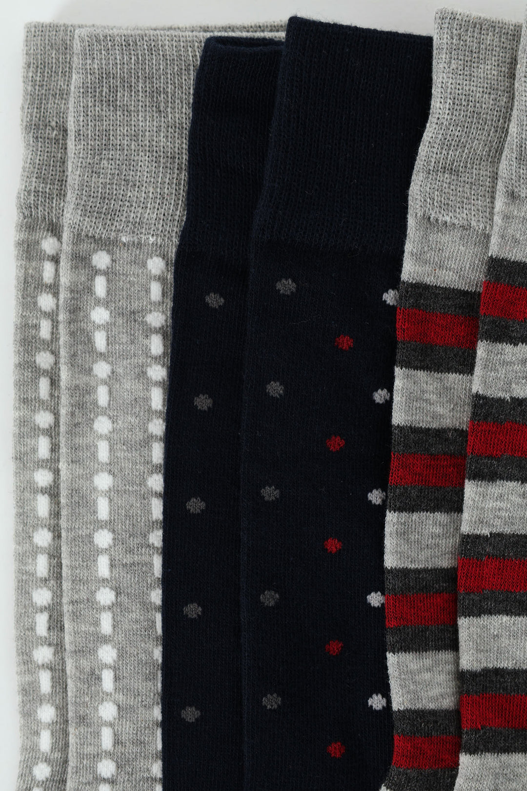 3 Pack Stripe & Dots Anklet - Grey/Navy