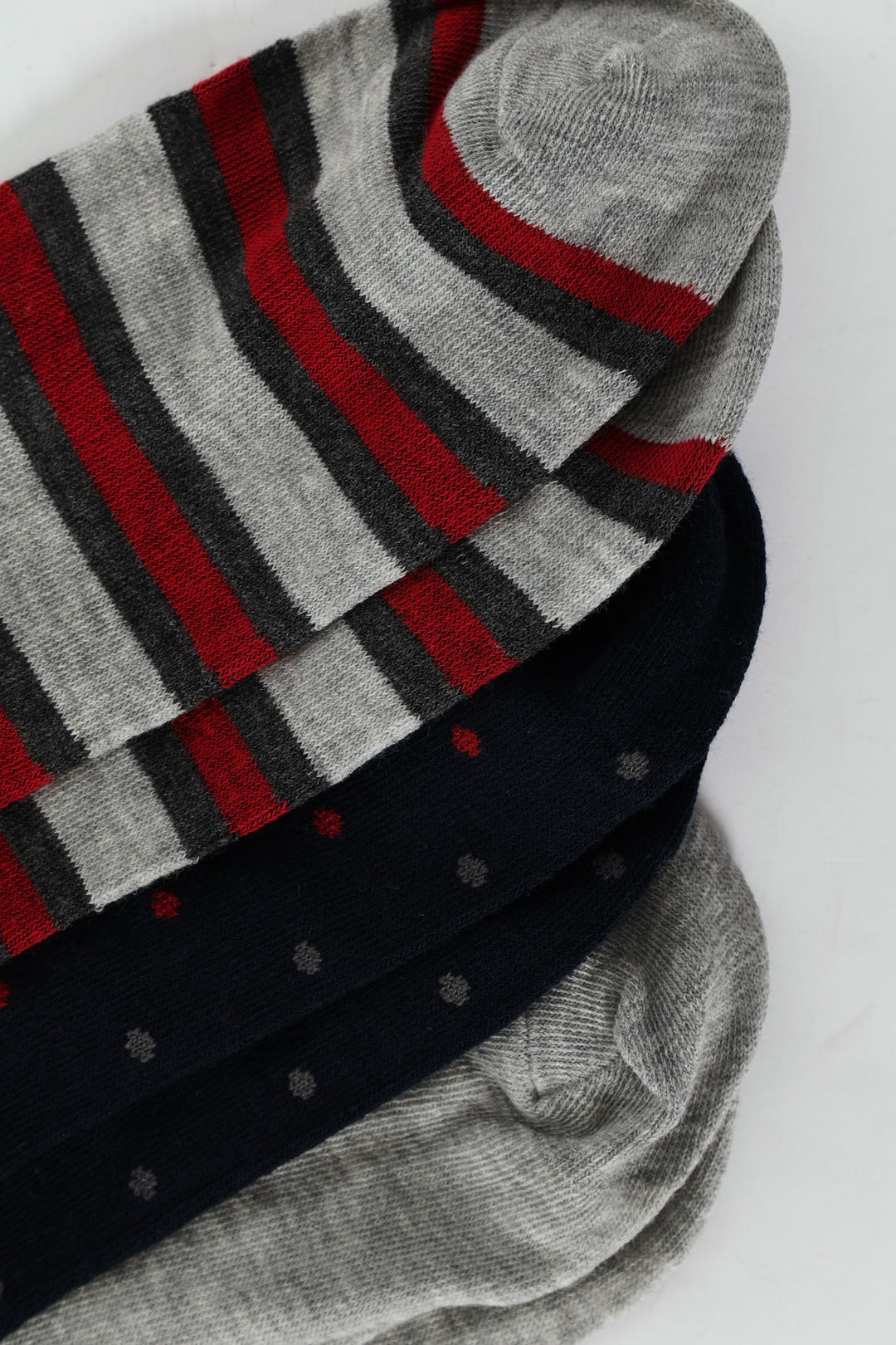 3 Pack Stripe & Dots Anklet - Grey/Navy