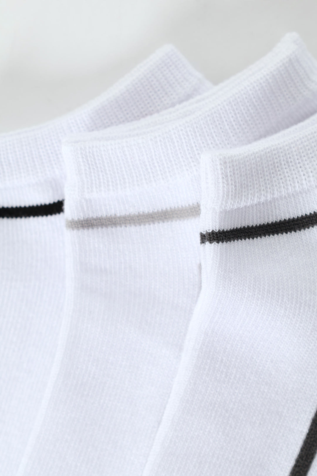 3 Pack Contrast Stripe Lowcut Socks - White