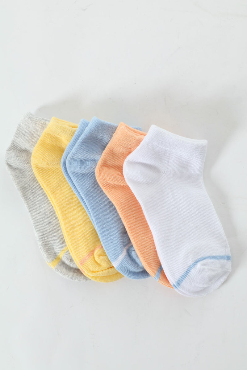 Pre-Girls 5 Pack Plain Low Cut Socks
