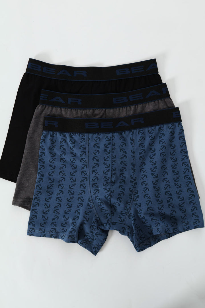 3 Pack Plain Bodyshorts - Navy/Grey Melange/Black